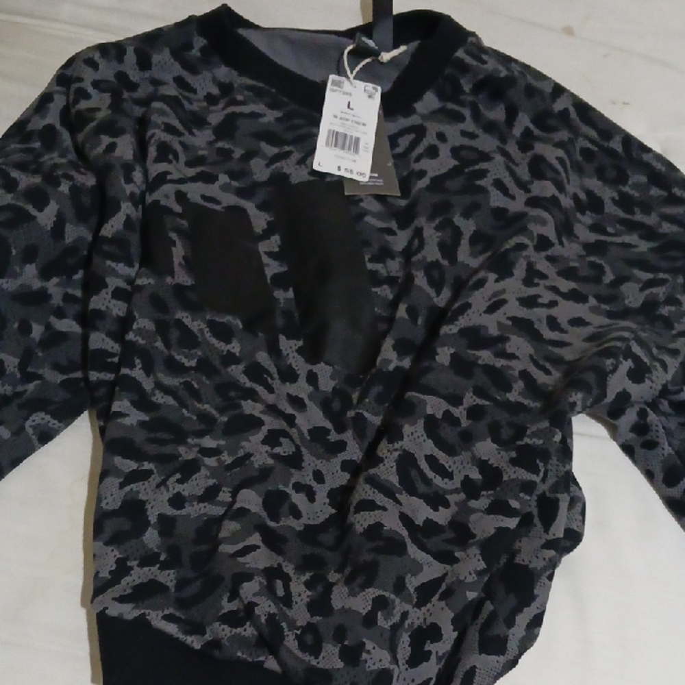adidas Black and Gray Leopard Print Sweater